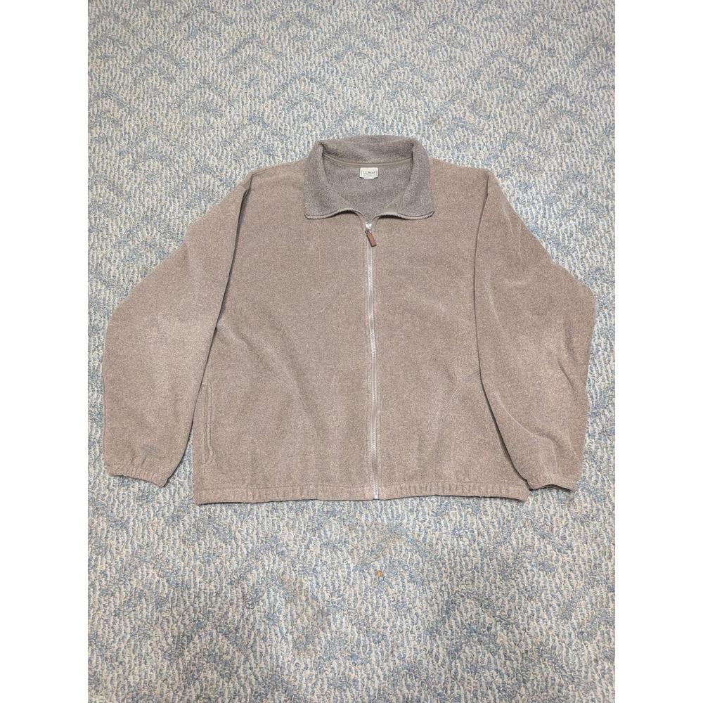 LL Bean Polartec Fleece Jacket Mens XL Brown Full Zip Made in USA 0JY18